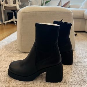 Steve Madden Black Chunky Heel Ankle Boots